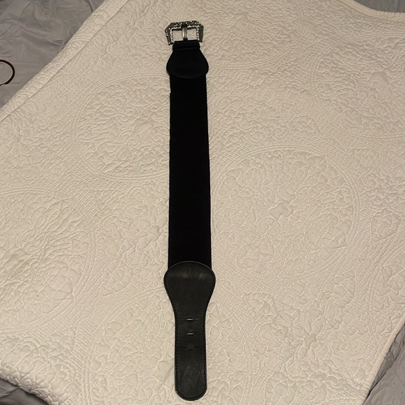 Black Rhinestone Statement Belt with Large Buckle - Picture 3 of 12